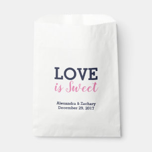 Love is Sweet Pink Navy Blue Wedding Candy Favour Bags