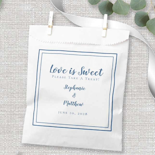 Love Is Sweet Please Take A Treat Blue Wedding Favour Bags (Creator Uploaded)