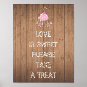 Love is sweet please take a treat - cupcake design poster