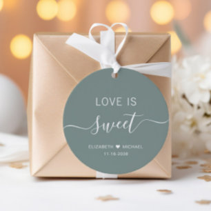 Love Is Sweet Sage Green Wedding Favour Tags