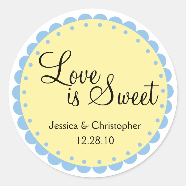 Love is Sweet - Scalloped Edge - Personlize Classic Round Sticker (Front)
