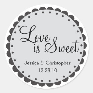 Love is Sweet - Scalloped Edge - Personlize Classic Round Sticker