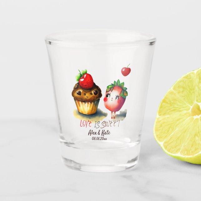 Love is Sweet Shot glass (Front)