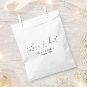 love is sweet simple script wedding favour bags