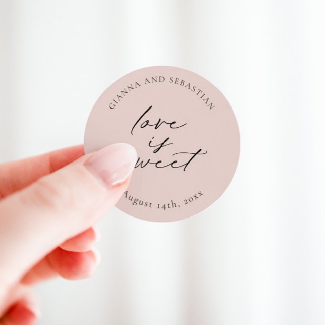 Love Is Sweet Sticker, Personalized Party Favor Classic Round Sticker (Creator Uploaded)