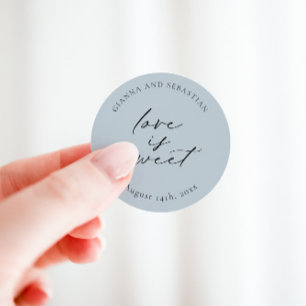 Love Is Sweet Sticker, Personalized Party Favor Classic Round Sticker