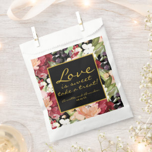 Love is Sweet Take a Treat Black Gold Floral Favour Bags