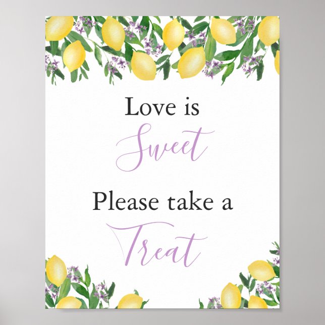Love Is Sweet, Take A Treat Bridal Shower Favour Poster (Front)