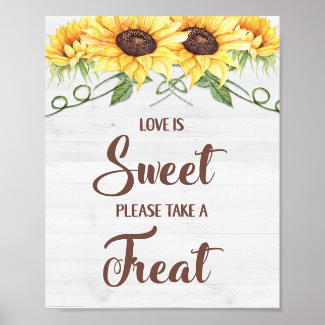 LOVE IS SWEET TAKE A TREAT Bridal Shower Sign (Front)