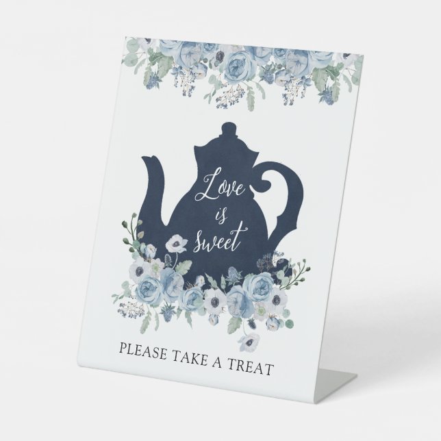 Love is Sweet Take a Treat Bridal Tea Shower Pedestal Sign (Front)