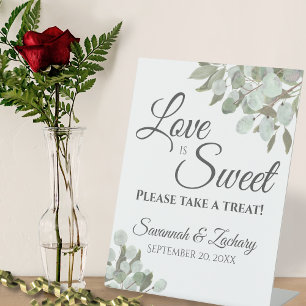 Love is Sweet Take a Treat Eucalyptus & Greenery Pedestal Sign