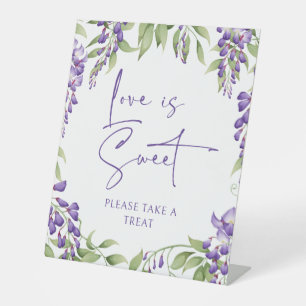Love Is Sweet Take A Treat Floral Script Wedding Pedestal Sign