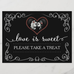 Love is Sweet Take a Treat Halloween Skeleton Sign Invitation