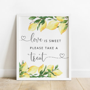 Love Is Sweet Take A Treat Lemon Bridal Shower Poster