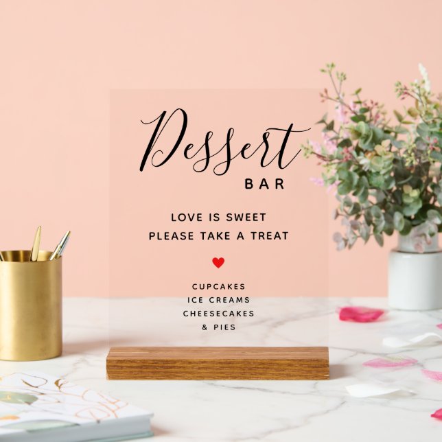 Love Is Sweet Take A Treat Wedding Dessert Bar Acrylic Sign (Wedding)