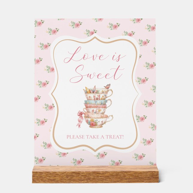 Love is Sweet Tea Party Bridal Shower Favour Acrylic Sign (Creator Uploaded)