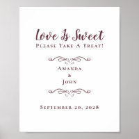 Love Is Sweet Treat Elegant Wedding Favour Burgund