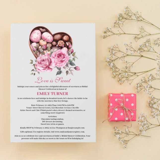 Love Is Sweet Valentine Theme Bridal Shower Invitation (Creator Uploaded)