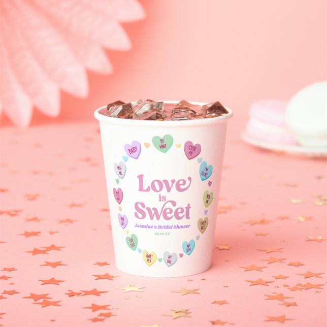 Love Is Sweet Valentine's Day Candy Bridal Shower Paper Cups (Insitu)