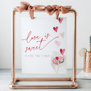 Love is Sweet Valentines Day Hearts Bridal Shower Pedestal Sign