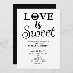 LOVE IS SWEET Vintage Modern Black & White Invitation