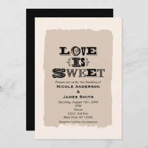 LOVE IS SWEET Vintage Wedding Beige Invitations