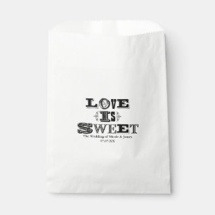 Love is Sweet Vintage Wedding Black & White Favour Bags