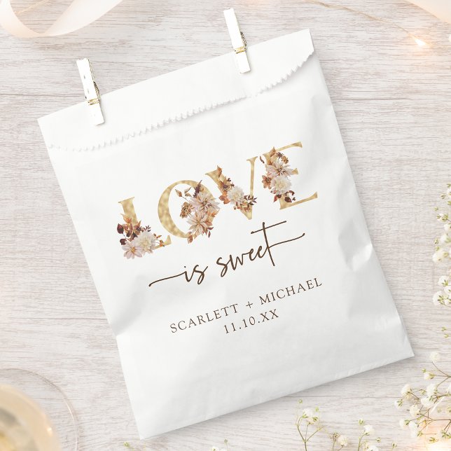 Love Is Sweet Wedding Favour Bags (Love Is Sweet Autumn Floral White Wedding Favor Bag by Painted Paperie
)