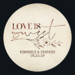 Love is Sweet Wedding Favour Classic Round Sticker<br><div class="desc">Love is Sweet - vintage rustic flower drawing sticker for favours</div>