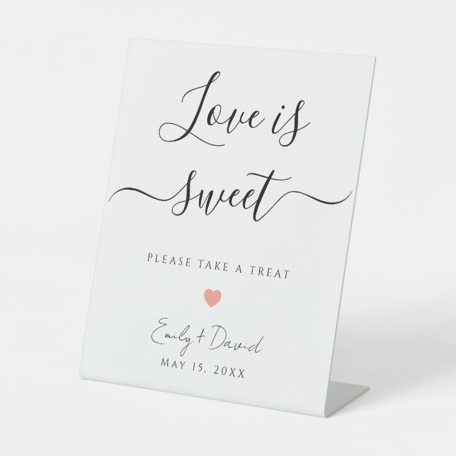Love is Sweet Wedding Favour Pedestal Table Sign (Front)