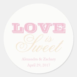 Love is Sweet Wedding Favour Sticker Blush Champag