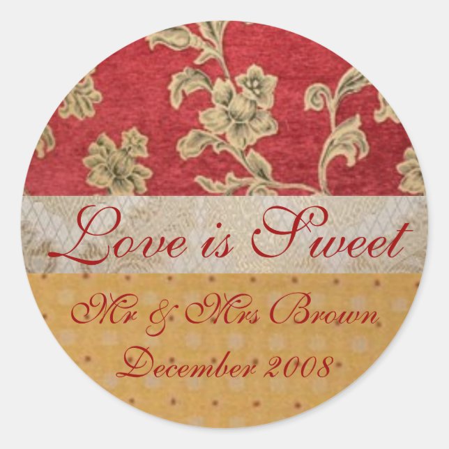 Love Is Sweet - Wedding Favour Stickers (Front)