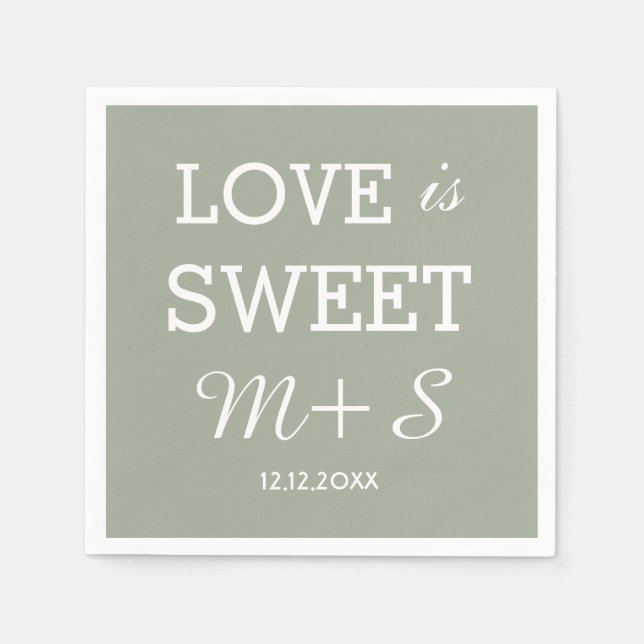 Love Is Sweet  Wedding Napkins Monogram (Front)