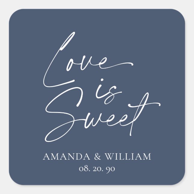 Love is Sweet Wedding Sticker – Navy & White (Front)
