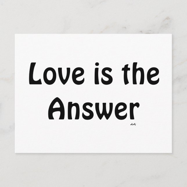 Love is the Answer Black on White Postcard (Front)