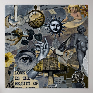 Love Is the Beauty of the Soul   Vintage Collage W Poster