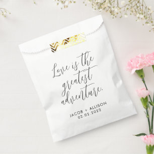 Love is the greatest adventure. favour bags