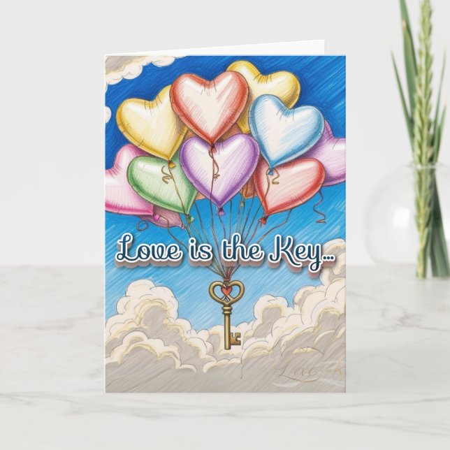 Love is the Key Folded Thank You Card (Front)