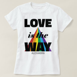 Love Is The Way Black Rainbow Personalized Name T-Shirt