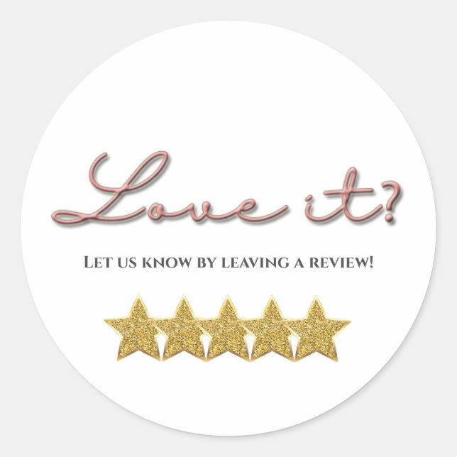 Love it five stars review sticker (Front)