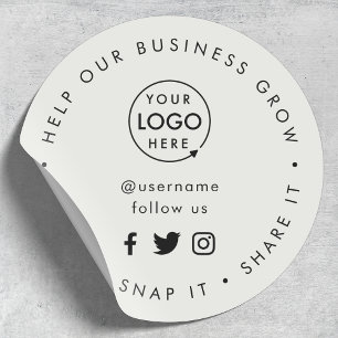Love it Snap it Share it   Grey Businss Logo Classic Round Sticker