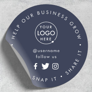 Love It Snap It Share It Navy Blue Logo Business Classic Round Sticker