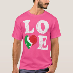 Love Italia Italy Map Italian Flag Heart T-Shirt