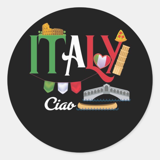 Love Italy and Everything Italian Culture Souvenir Classic Round Sticker (Front)