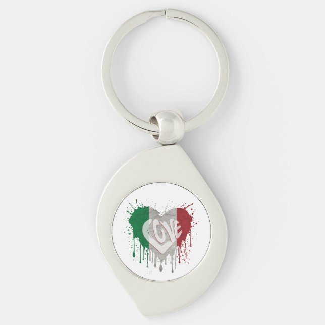Love Italy Flag Key Ring (Front)