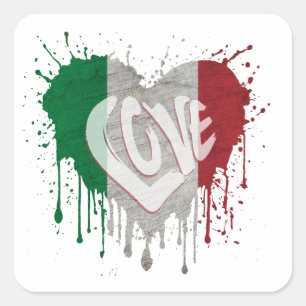 Love Italy Flag Square Sticker