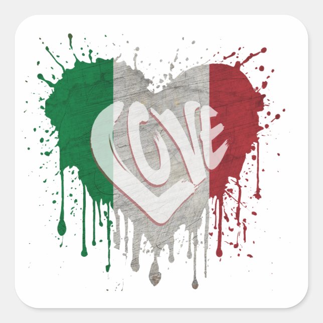 Love Italy Flag Square Sticker (Front)