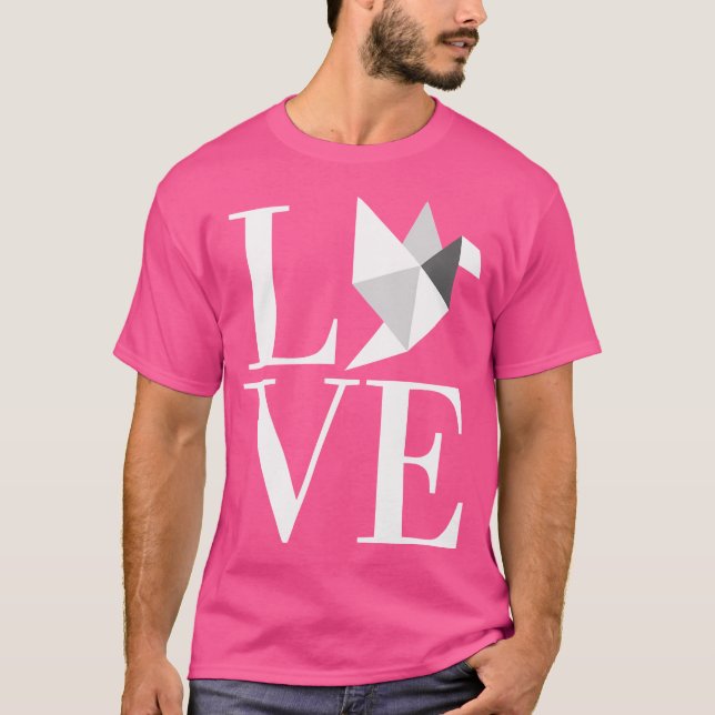 Love Japanese Origami Bird Art Hobby T-Shirt (Front)