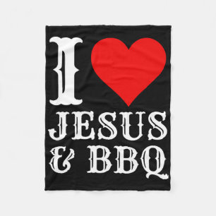 Love Jesus Bbq Proud Christian Food Grill Meat Smo Fleece Blanket