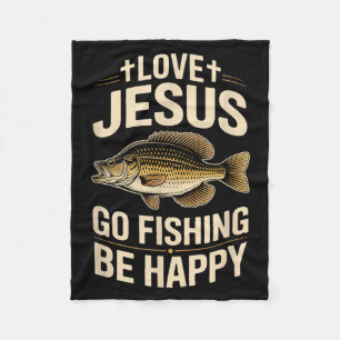 Love jesus go fishing funny vintage crappie saying fleece blanket